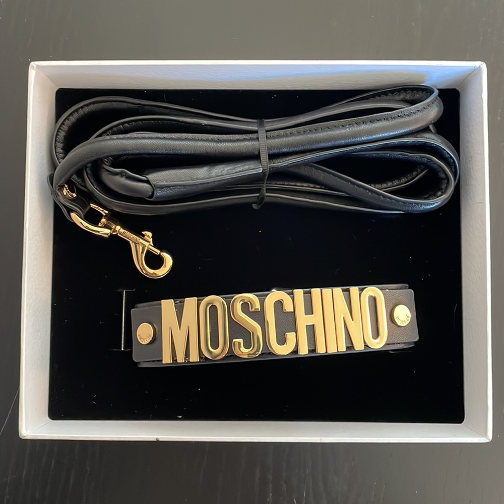 H&Moschino Leather Dog Collar and Leash